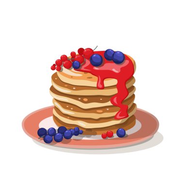 Böğürtlenli reçelli krep. Vektör illüstrasyonu.