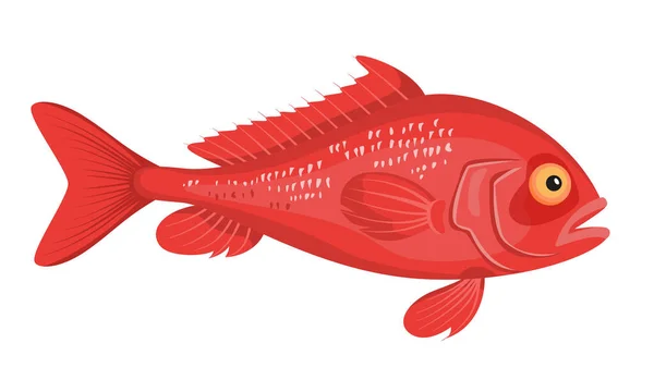 Ikan Laut Bass Laut Bertengger Latar Belakang Putih Makanan Laut - Stok Vektor
