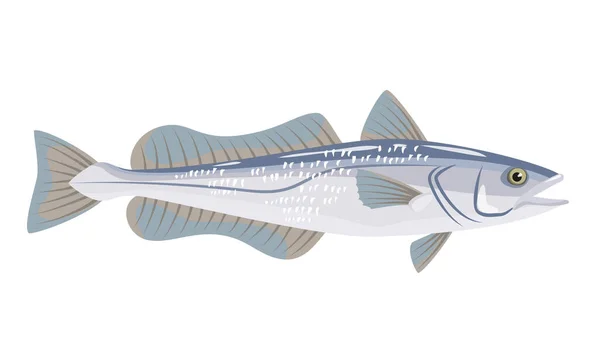 Peixe Pescada Fundo Branco Frutos Mar Ilustração Vetorial —  Vetores de Stock