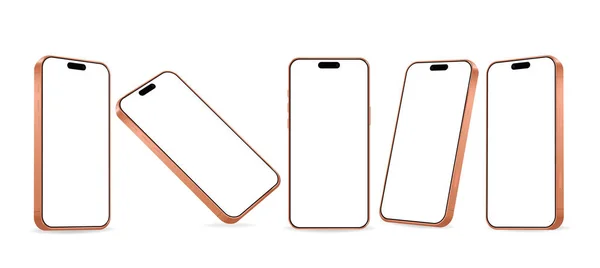 Çoklu Açıda Boş Ekranlarla Çerçevelenmiş Bakır Çerçeveli Akıllı Telefon Yapılandırma Seti