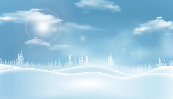 Karlı Tepeler ve Sisli Evergreen Ormanı ile Kış Manzarası