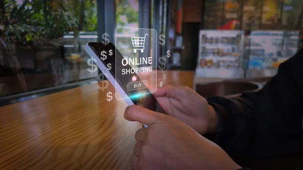 Mobile Shopping Interface in Modern Indoor Setting