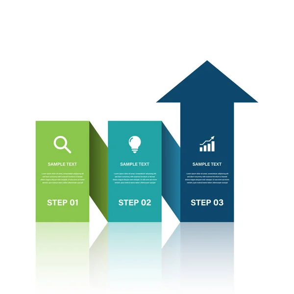 3 Step Business Strategy Infographic with Growth Arrow