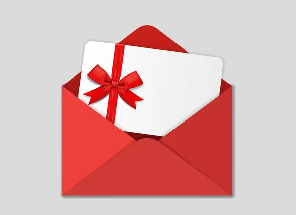 Gri Arkaplanda Hediye Kartıyla Kırmızı Zarf ve Kurdele