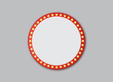 Kırmızı Sınır ve Gri Arkaplanda Sarı Işıklı Dairesel Çerçeve