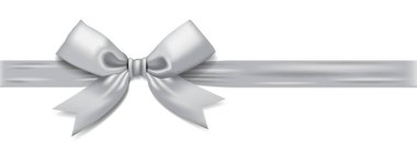 Gümüş Saten Kurdele Yay Yatay Şerit Merkezde