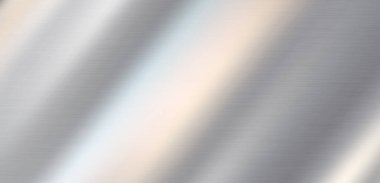 Endüstriyel ve modern tasarım arkaplanları için ince yatay tahıl, köşegen ışık çizgileri ve ince gümüş, gri, mavi ve bej yansıtıcı eğimle fırçalanmış metal dokusu
