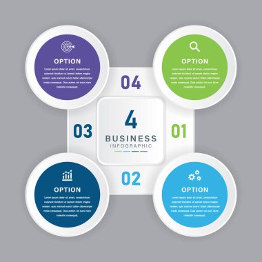 Sunum için 4 Adım Meydanı Dairesel İş Bilgileri