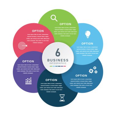 Simgeli 6 Seçenek Dairesel İş Bilgileri Şablonu