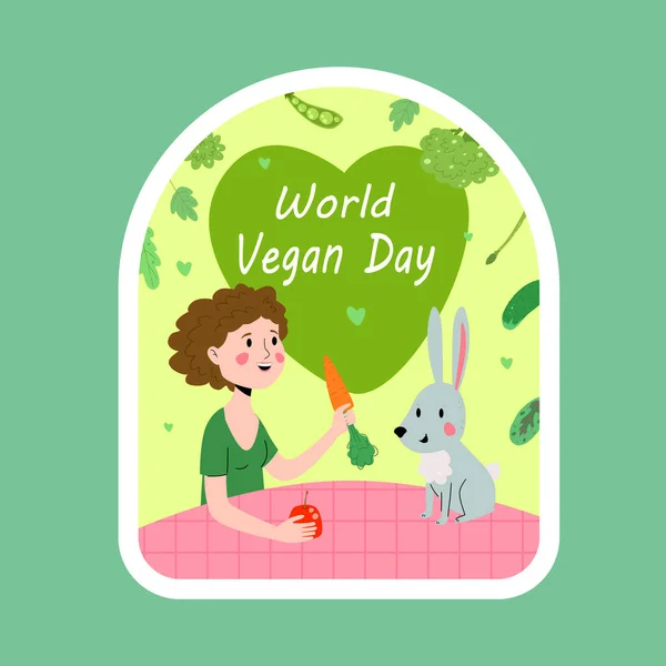 Dünya vegan günü vektör logosu illüstrasyon sosyal medya posteri veya afişi