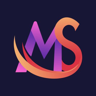 MS harfi veya SM monogram logo tasarımı