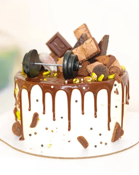 Cake with chocolate and nuts for man — Stockfoto