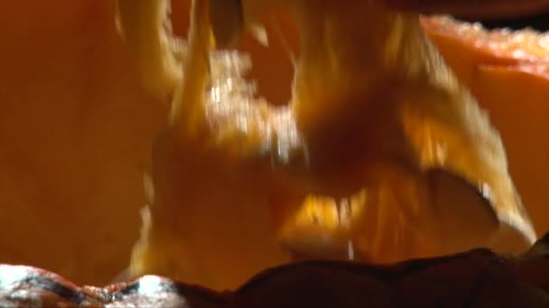 Спорожнення плоті і насіння від Хеллоуїна гарбуза — стокове відео
