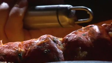 Kabak gutting scooping, closeup vurdu