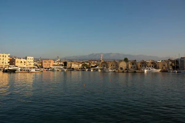 Venetian Harbor Port Chania Old Town Sunny Day Crete Island — Stock Photo, Image