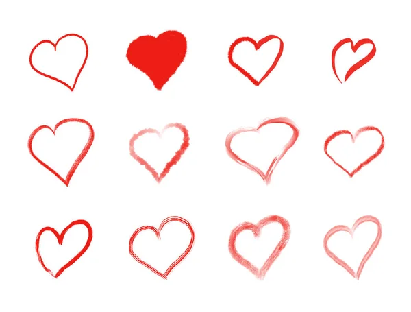 Hart Met Hand Getekend Rode Kleur Valentijnsdag Symbool Liefdesconcept Digitaal — Stockfoto