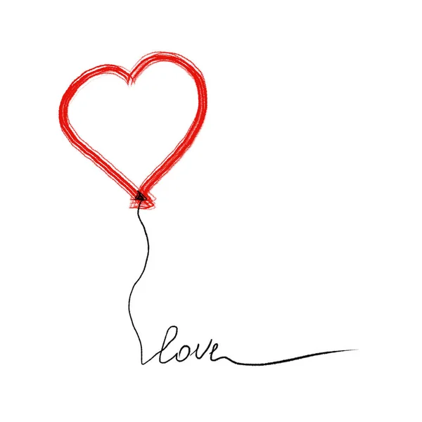 Ballon Air Forme Coeur Avec Texte Amour Dessiné Main Concept — Photo