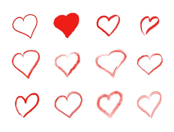Hati Yang Digambar Dengan Tangan Berwarna Merah Valentines Hari Simbol Stok Foto Bebas Royalti