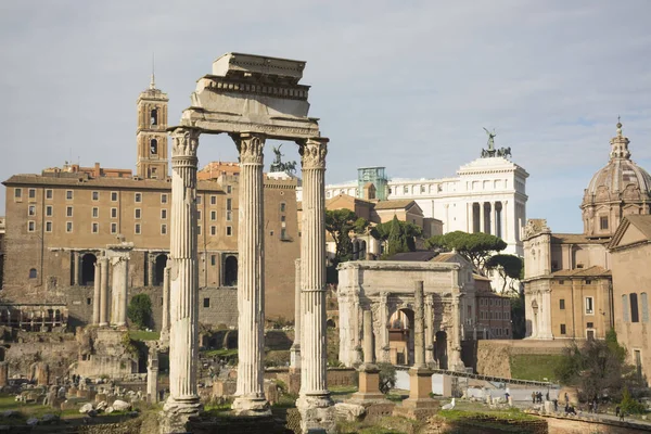 Roma Forumu Talya Roma Harabe Talyan Antik Binaları Ünlü Simgeler — Stok fotoğraf