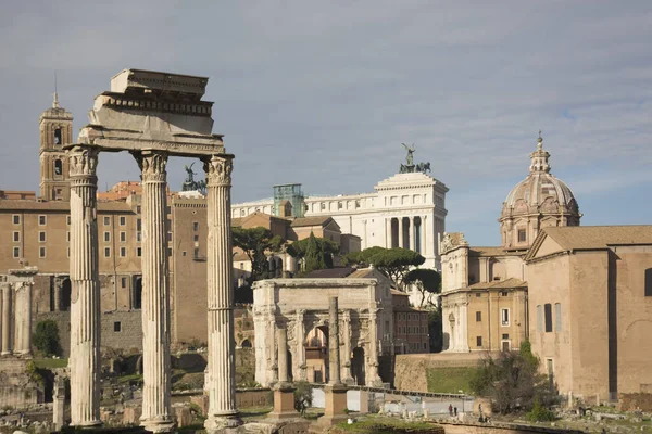 Roma Forumu Talya Roma Harabe Talyan Antik Binaları Ünlü Simgeler — Stok fotoğraf