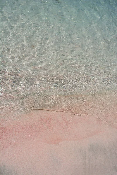 Helder Zeewater Rimpelt Achtergrond Golven Schittering Strand Van Elafonisi Kreta — Stockfoto