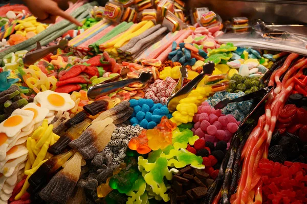 Delicious Multicolored Permen Meja Pasar Latar Belakang Permen — Stok Foto