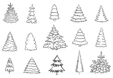 Noel ağacı çizimi çizimi vektör çizimi. Yeni Yıl Tasarım Elemanı