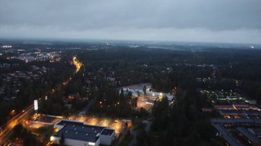 Sabahları şehrin havadan görüntüsü