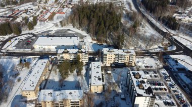 Kışın şehrin havadan görünüşü