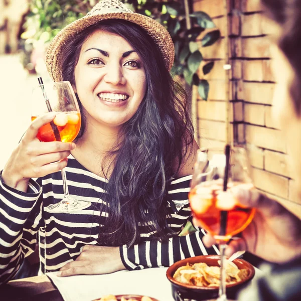 Girl Having Fun with Alcoholic Drink — Stock Photo, Image