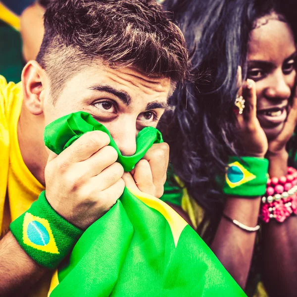 Orolig brasilianska supportrar — Stockfoto