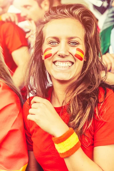 Jovem fã espanhol no Campeonato de Futebol — Fotografia de Stock