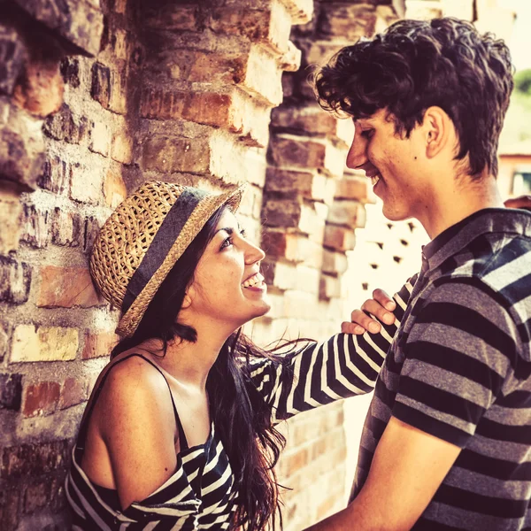 Italian Teenage Couple in First Date