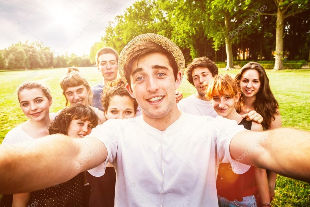 Teenager people making selfie portrait