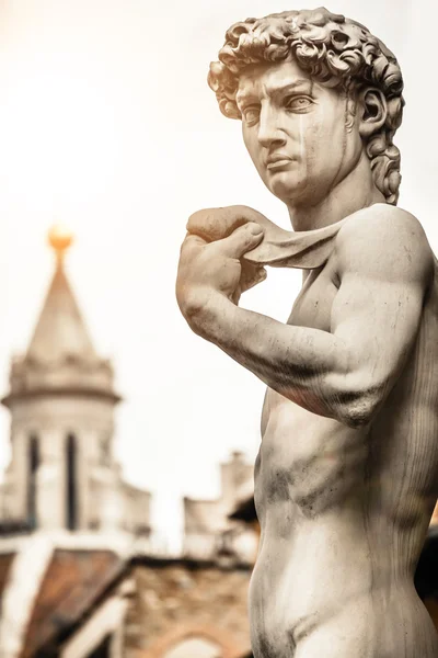 Eglise du Duomo avec la statue de David de Michel-Ange — Photo