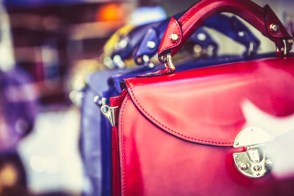 Colorful Leather Purses in Shop — Stock Photo, Image