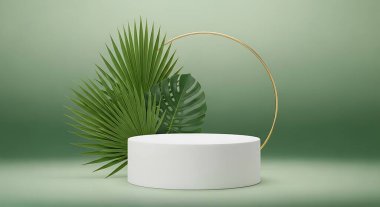 Ürün sunumu ya da reklam için beyaz podyumun 3 boyutlu canlandırması.