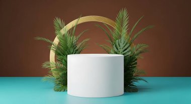 Bir yaprakla en az tropikal arkaplanın 3 boyutlu görüntülenmesi