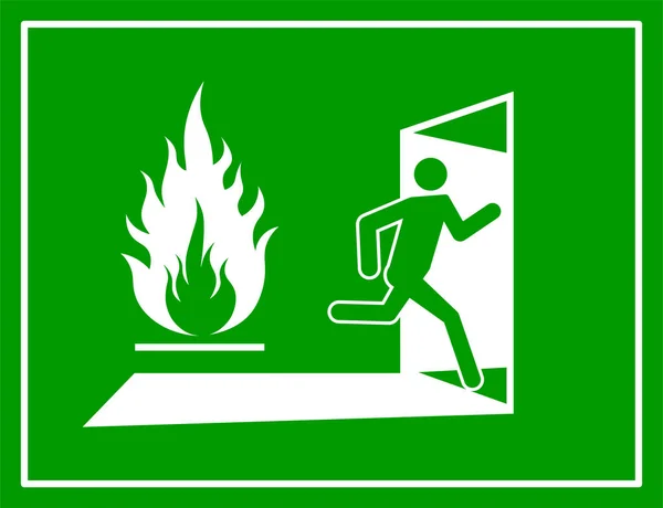 Знак Виходу Вогню Екстрена Пожежа Вихідні Двері Керування Людською Фігурою — стоковий вектор