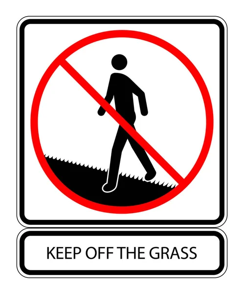 Human Figure Steps Lawn Grass Ban Sign Enter Keep Grass — Stock Vector