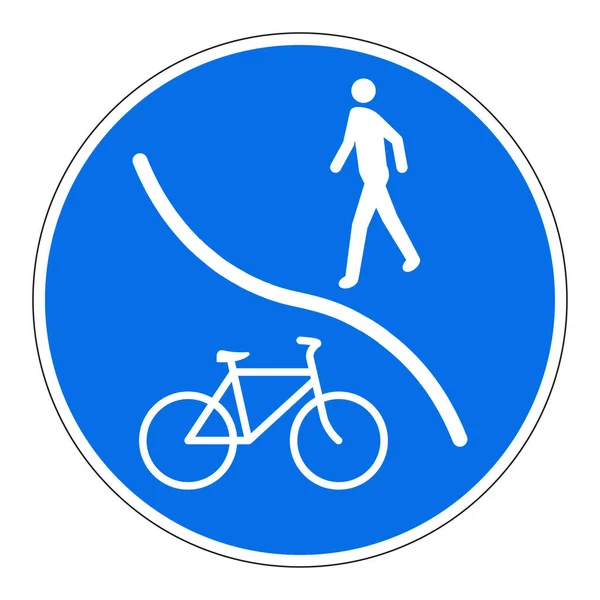 Señal Tráfico Azul Para Peatones Ciclistas — Vector de stock