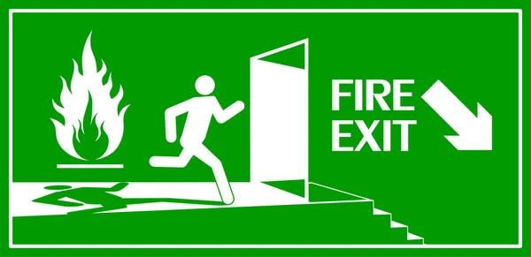 Fire Exit Sign Emergency Fire Exit Door Running Human Figure — Stock Vector