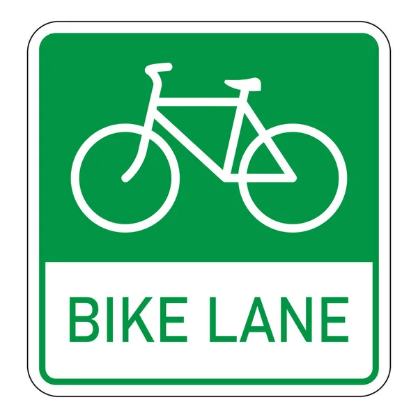 Green Sign Informing Bicycle Lane — Stock Vector