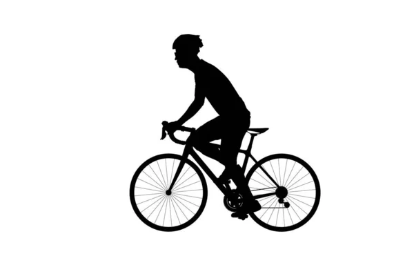 Silhouette Sportsman Riding Bicycle — Stock Vector