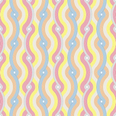 Renkli dalgalı çizgiler vektör deseni tekrarlanıyor