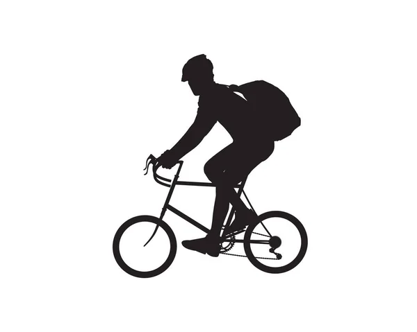 Man Traveling City Bicycle — Stock Vector