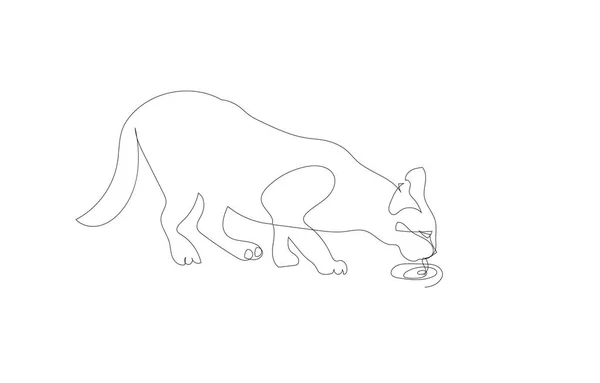 Nepřetržitá Kresba Zbloudilé Kočky Pitné Vody Podlahy — Stockový vektor