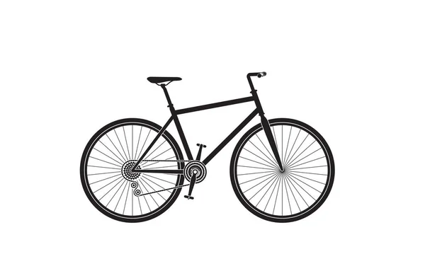 Silueta Barra Plana Híbrida Bicicleta Aislada Fondo Blanco Ilustración Vectorial — Vector de stock