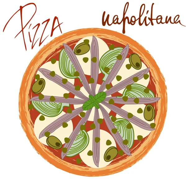 Illustration zur Pizza Napolitana — Stockvektor