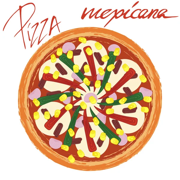 Illustration zur Pizza Mexicana — Stockvektor